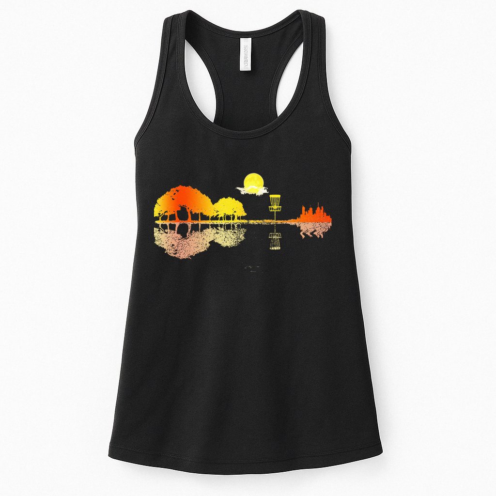 Disc Golf Sunset Guitar Guitarist Player Golfing Golfer Gift Womens Tank Top