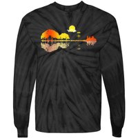 Disc Golf Sunset Guitar Guitarist Player Golfing Golfer Gift Tie-Dye Long Sleeve Shirt