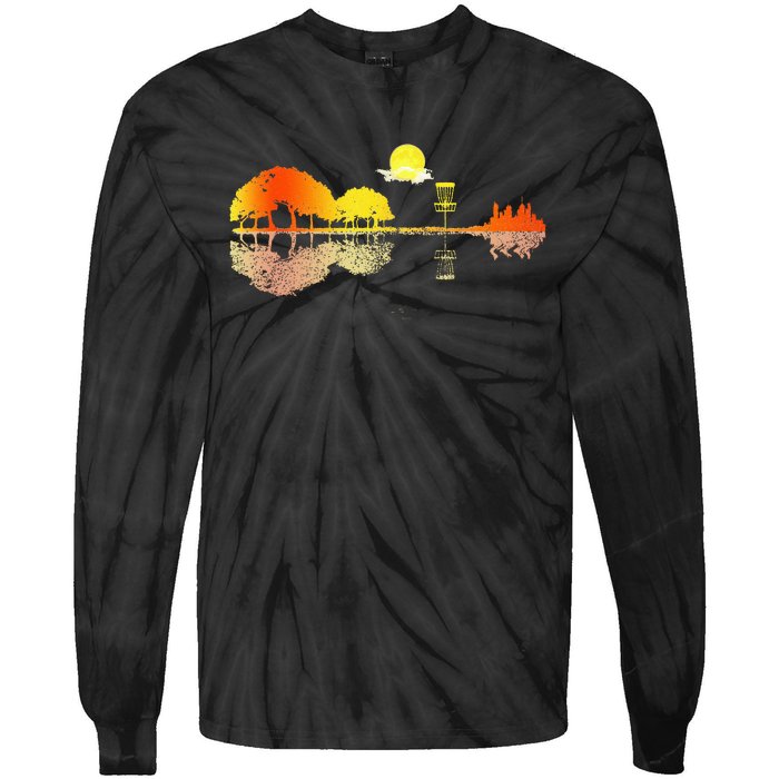 Disc Golf Sunset Guitar Guitarist Player Golfing Golfer Gift Tie-Dye Long Sleeve Shirt