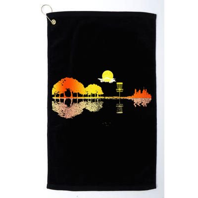 Disc Golf Sunset Guitar Guitarist Player Golfing Golfer Gift Golf Towel