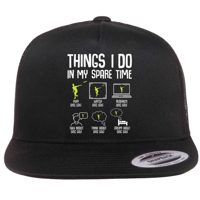 Disc Golf Spare Time Frisbee Enthusiast Flat Bill Trucker Hat