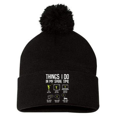 Disc Golf Spare Time Frisbee Enthusiast Pom Pom 12in Knit Beanie