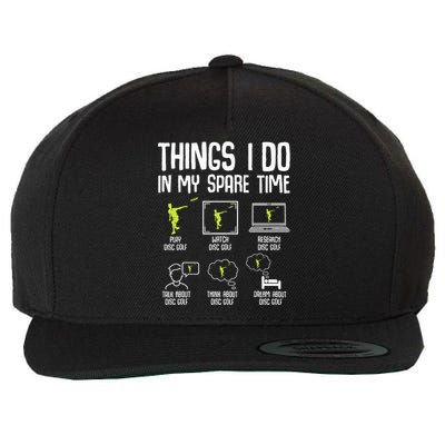 Disc Golf Spare Time Frisbee Enthusiast Wool Snapback Cap