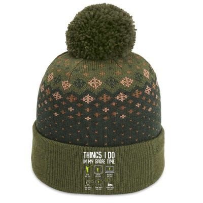 Disc Golf Spare Time Frisbee Enthusiast The Baniff Cuffed Pom Beanie