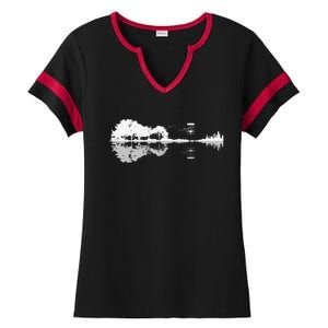 Disc Golf Sunset Guitar Guitarist Player Golfing Golfer Gift Ladies Halftime Notch Neck Tee