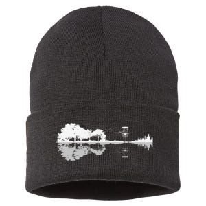 Disc Golf Sunset Guitar Guitarist Player Golfing Golfer Gift Sustainable Knit Beanie