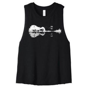 Disc Golf Sunset Guitar Guitarist Player Golfing Golfer Gift Women's Racerback Cropped Tank