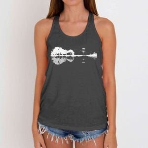 Disc Golf Sunset Guitar Guitarist Player Golfing Golfer Gift Women's Knotted Racerback Tank