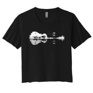 Disc Golf Sunset Guitar Guitarist Player Golfing Golfer Gift Women's Crop Top Tee