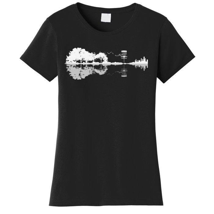 Disc Golf Sunset Guitar Guitarist Player Golfing Golfer Gift Women's T-Shirt