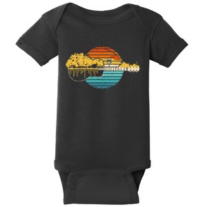 Disc Golf Sunset Retro Guitar Gifts For Disc Golf Players Baby Bodysuit