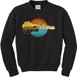 Disc Golf Sunset Retro Guitar Gifts For Disc Golf Players Kids Sweatshirt