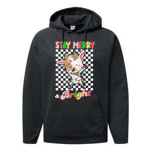 Dabbing Goat Stay Merry And Bright Groovy Christmas Xmas Performance Fleece Hoodie