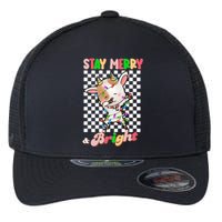 Dabbing Goat Stay Merry And Bright Groovy Christmas Xmas Flexfit Unipanel Trucker Cap