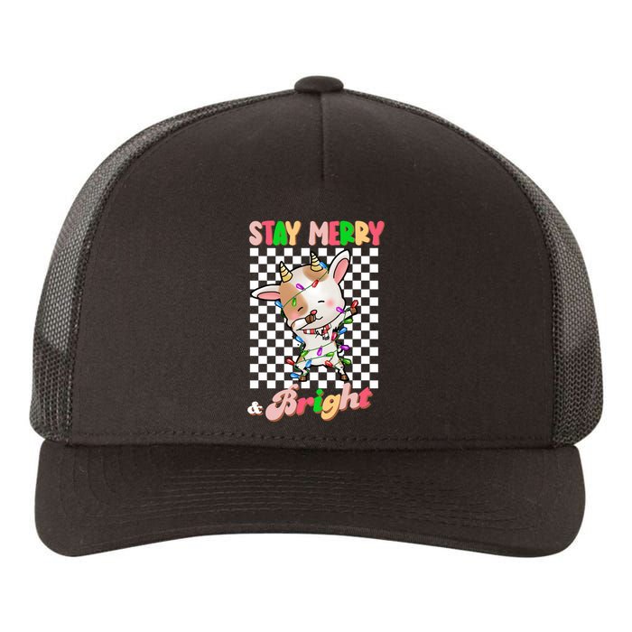 Dabbing Goat Stay Merry And Bright Groovy Christmas Xmas Yupoong Adult 5-Panel Trucker Hat