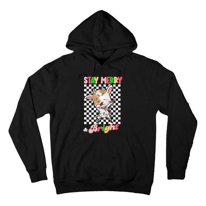 Dabbing Goat Stay Merry And Bright Groovy Christmas Xmas Hoodie