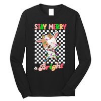 Dabbing Goat Stay Merry And Bright Groovy Christmas Xmas Long Sleeve Shirt