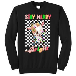 Dabbing Goat Stay Merry And Bright Groovy Christmas Xmas Sweatshirt