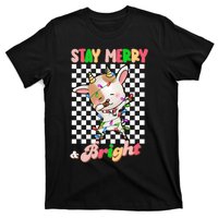 Dabbing Goat Stay Merry And Bright Groovy Christmas Xmas T-Shirt