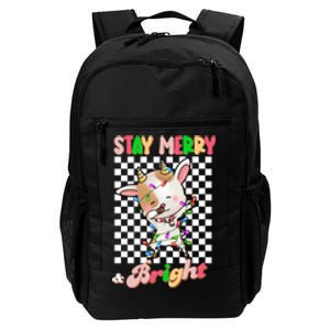 Dabbing Goat Stay Merry And Bright Groovy Christmas Xmas Daily Commute Backpack