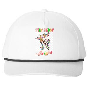 Dabbing Goat Stay Merry And Bright Groovy Christmas Xmas Snapback Five-Panel Rope Hat