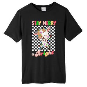 Dabbing Goat Stay Merry And Bright Groovy Christmas Xmas Tall Fusion ChromaSoft Performance T-Shirt