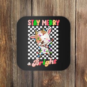 Dabbing Goat Stay Merry And Bright Groovy Christmas Xmas Coaster