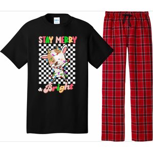 Dabbing Goat Stay Merry And Bright Groovy Christmas Xmas Pajama Set