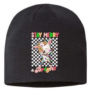 Dabbing Goat Stay Merry And Bright Groovy Christmas Xmas Sustainable Beanie