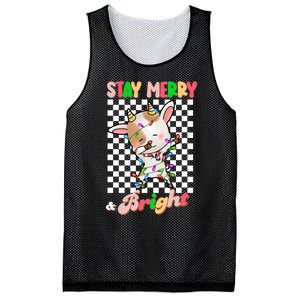 Dabbing Goat Stay Merry And Bright Groovy Christmas Xmas Mesh Reversible Basketball Jersey Tank