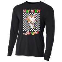 Dabbing Goat Stay Merry And Bright Groovy Christmas Xmas Cooling Performance Long Sleeve Crew