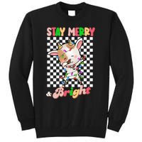 Dabbing Goat Stay Merry And Bright Groovy Christmas Xmas Tall Sweatshirt