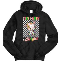 Dabbing Goat Stay Merry And Bright Groovy Christmas Xmas Tie Dye Hoodie