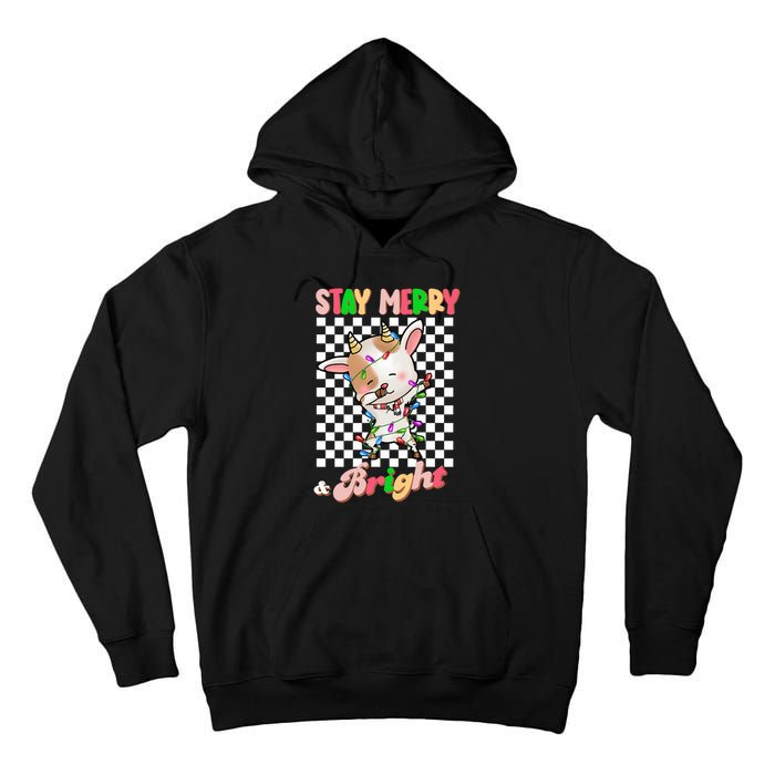 Dabbing Goat Stay Merry And Bright Groovy Christmas Xmas Tall Hoodie