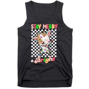 Dabbing Goat Stay Merry And Bright Groovy Christmas Xmas Tank Top