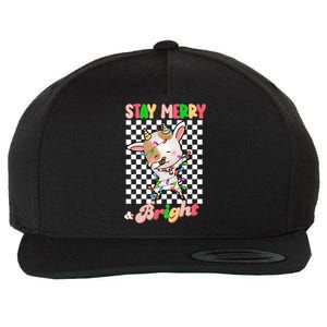 Dabbing Goat Stay Merry And Bright Groovy Christmas Xmas Wool Snapback Cap