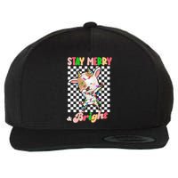 Dabbing Goat Stay Merry And Bright Groovy Christmas Xmas Wool Snapback Cap