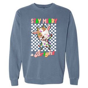 Dabbing Goat Stay Merry And Bright Groovy Christmas Xmas Garment-Dyed Sweatshirt