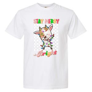 Dabbing Goat Stay Merry And Bright Groovy Christmas Xmas Garment-Dyed Heavyweight T-Shirt