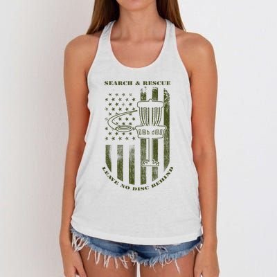 Disc Golf Search & Rescue Leave No Disc Behind Green Women's Knotted Racerback Tank