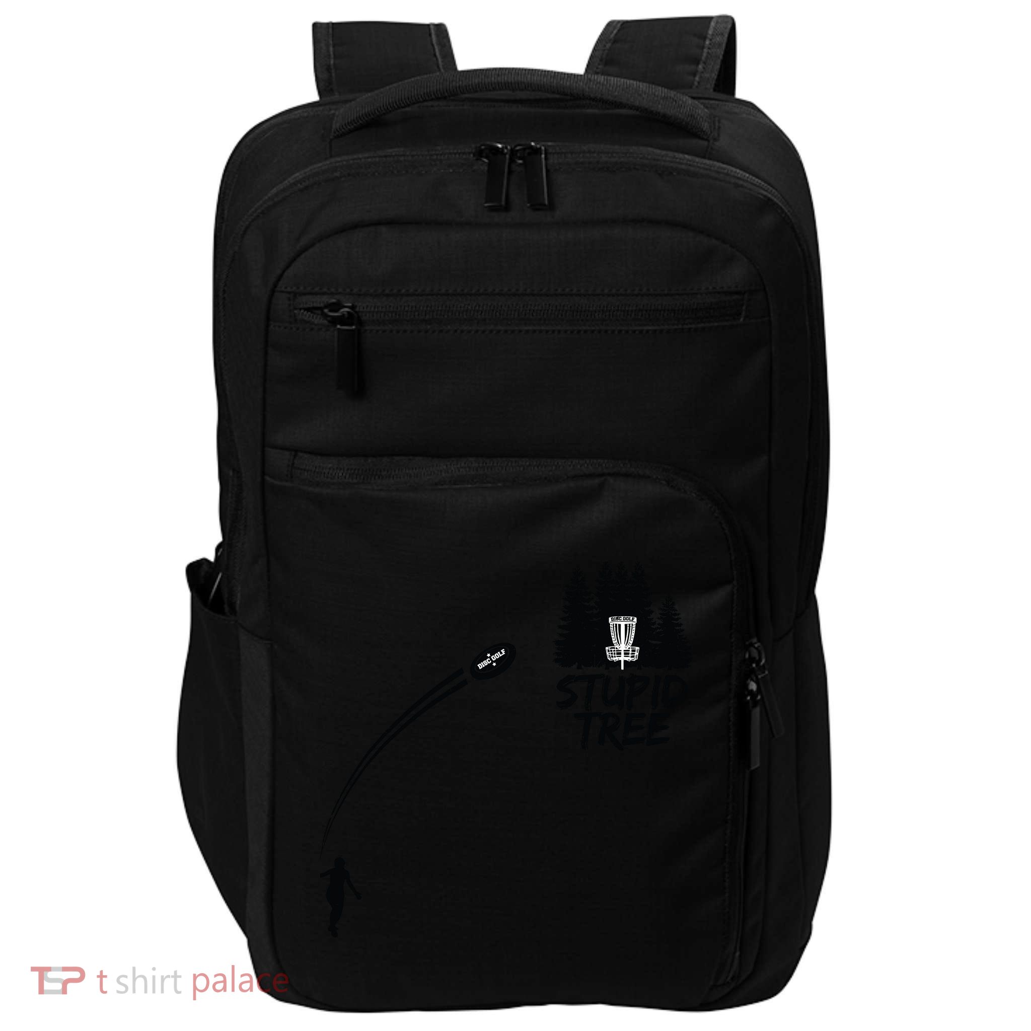 Disc Golf Stupid Tree Funny Frisbee Dad Boy Tees Impact Tech Backpack