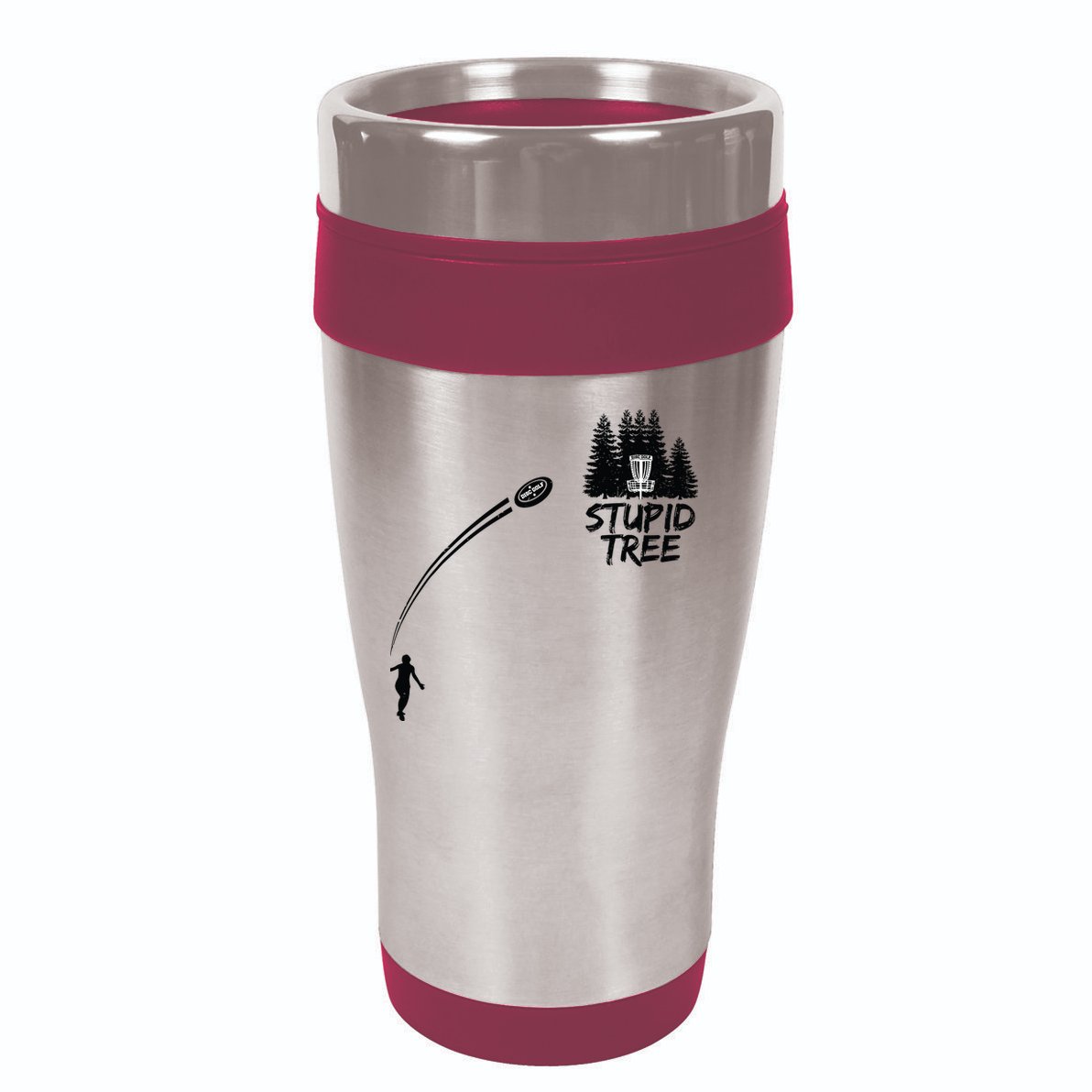 Disc Golf Stupid Tree Funny Frisbee Dad Boy Tees 16oz Travel Tumbler