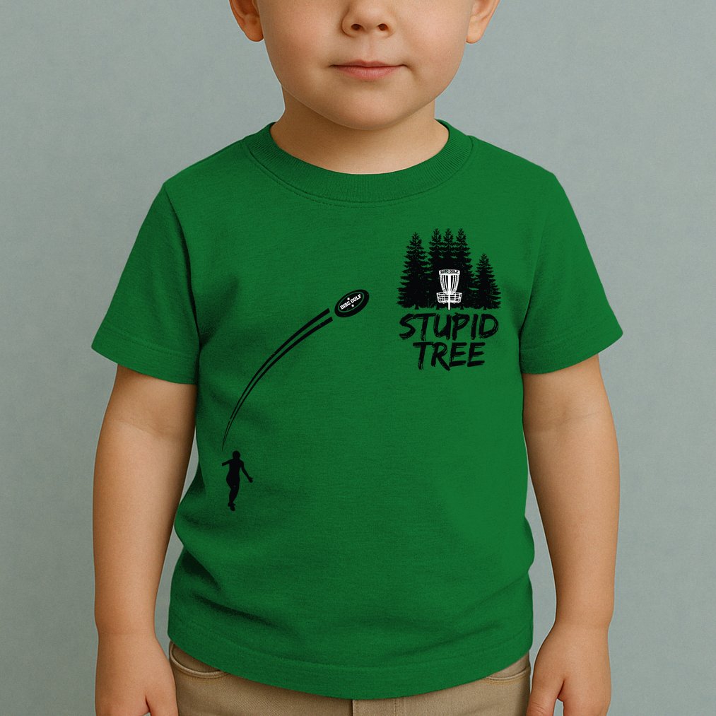 Disc Golf Stupid Tree Funny Frisbee Dad Boy Tees Toddler T-Shirt