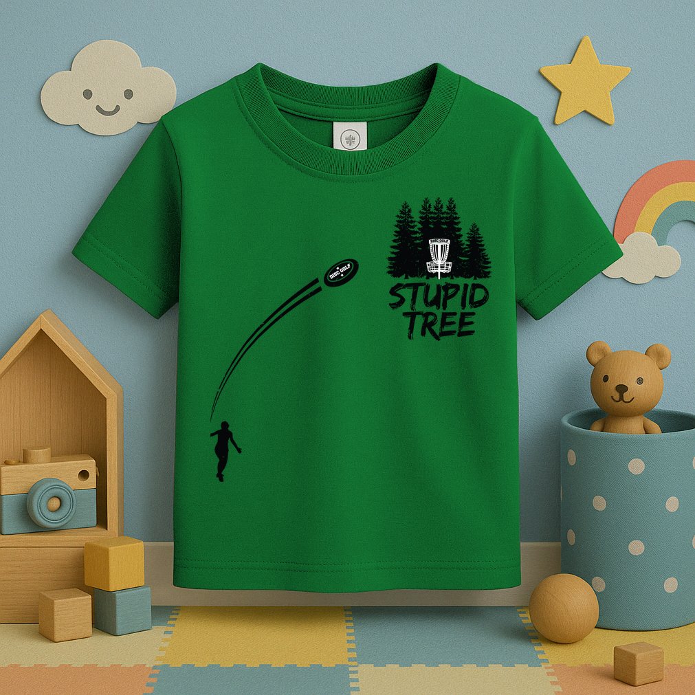 Disc Golf Stupid Tree Funny Frisbee Dad Boy Tees Toddler T-Shirt