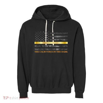 Dispatcher Gifts Thin Gold Line Thin Yellow Line 911 Garment-Dyed Fleece Hoodie
