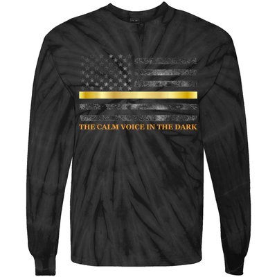 Dispatcher Gifts Thin Gold Line Thin Yellow Line 911 Tie-Dye Long Sleeve Shirt
