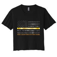 Dispatcher Gifts Thin Gold Line Thin Yellow Line 911 Women's Crop Top Tee