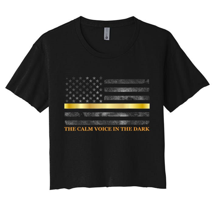 Dispatcher Gifts Thin Gold Line Thin Yellow Line 911 Women's Crop Top Tee