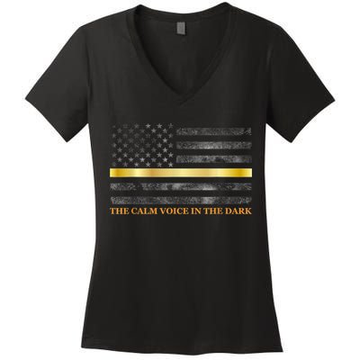 Dispatcher Gifts Thin Gold Line Thin Yellow Line 911 Women's V-Neck T-Shirt