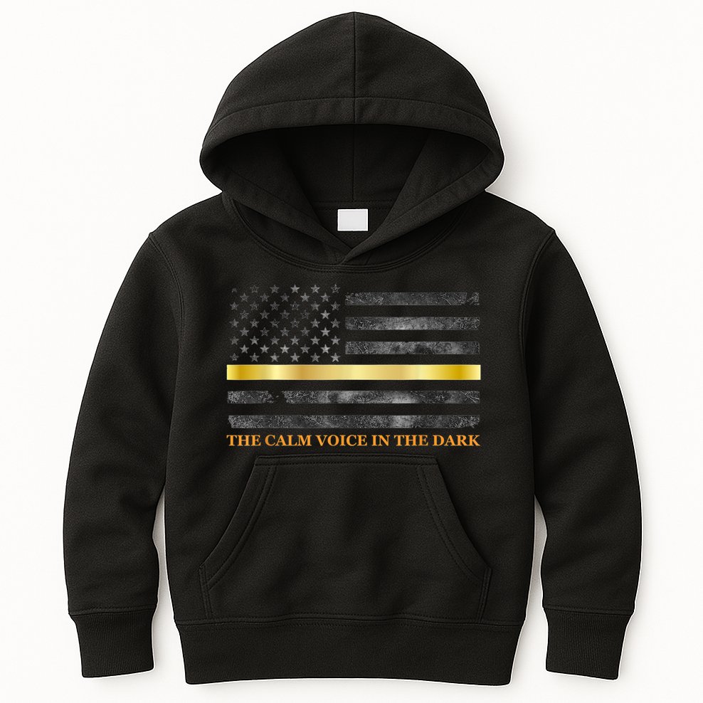 Dispatcher Gifts Thin Gold Line Thin Yellow Line 911 Kids Hoodie